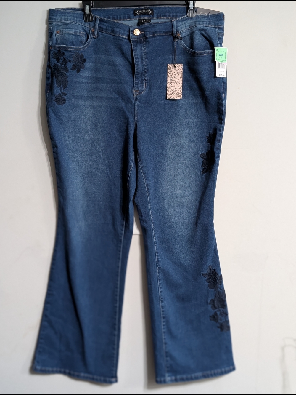 Nanette Lepore Dark Blue Embroidered Bootcut Jeans